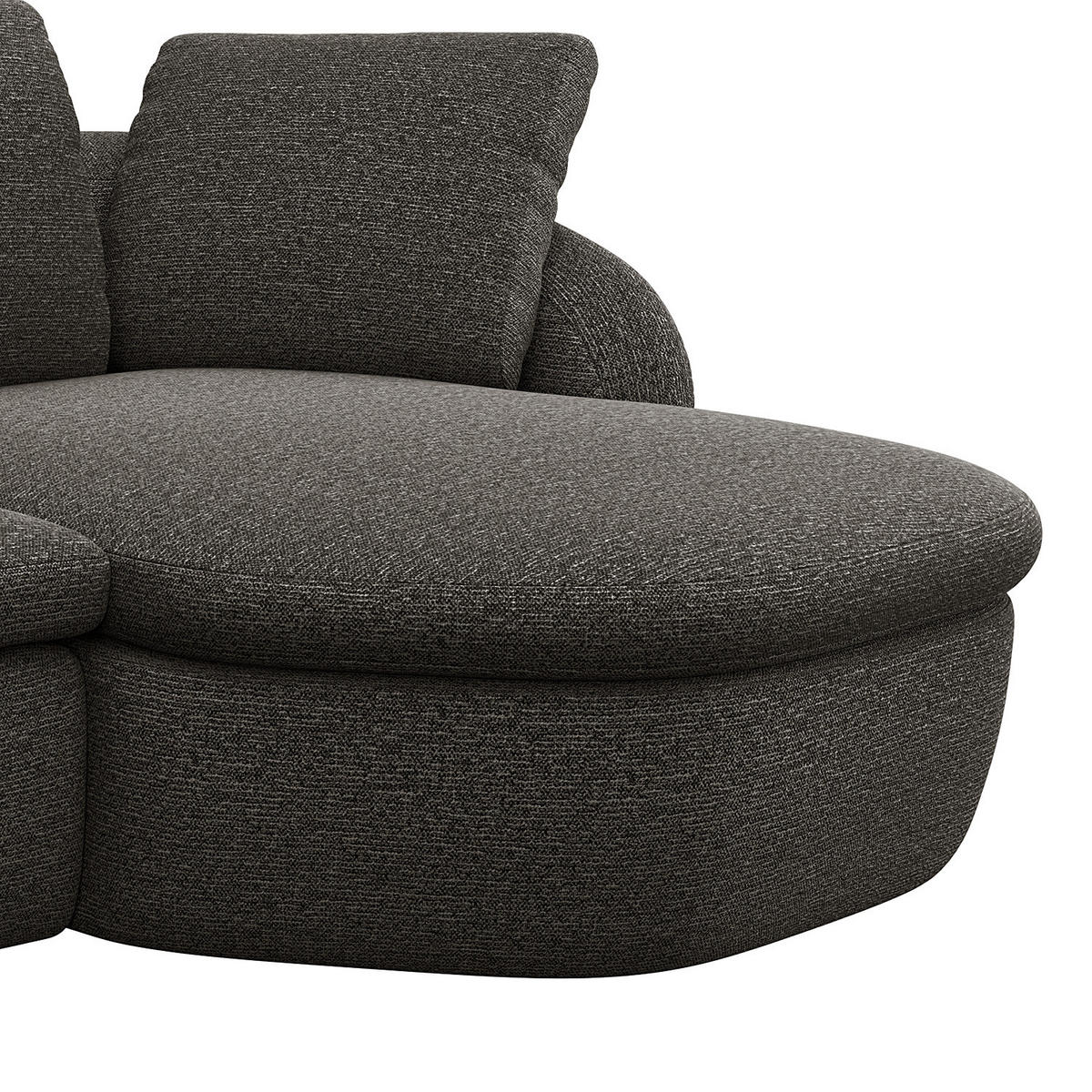 ECKSOFA mit Longchair - Anthrazit/Schwarz, Kunststoff/Textil (217/146cm) - home24