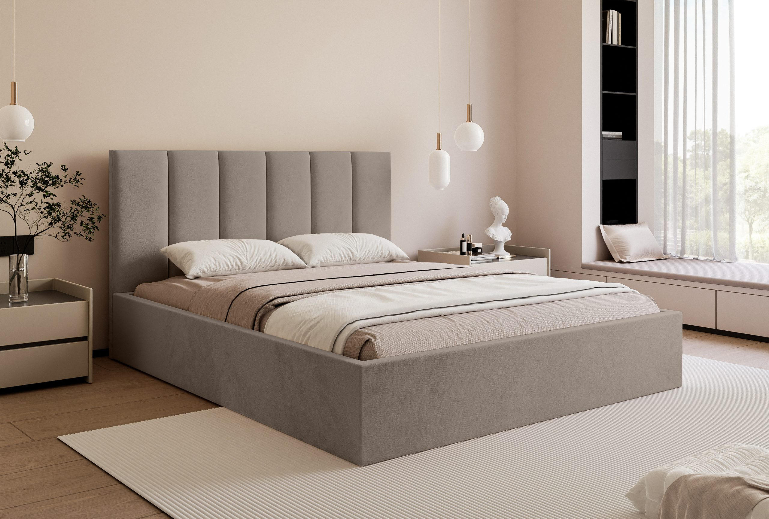 POLSTERBETT Eloria 200x200 cm, Taupe - Taupe, Textil (200/200cm) - Fedve
