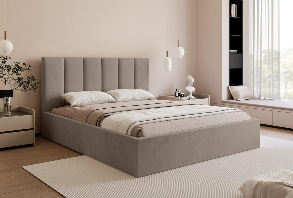 POLSTERBETT Eloria 200x200 cm, Taupe - Taupe, Textil (200/200cm) - Fedve