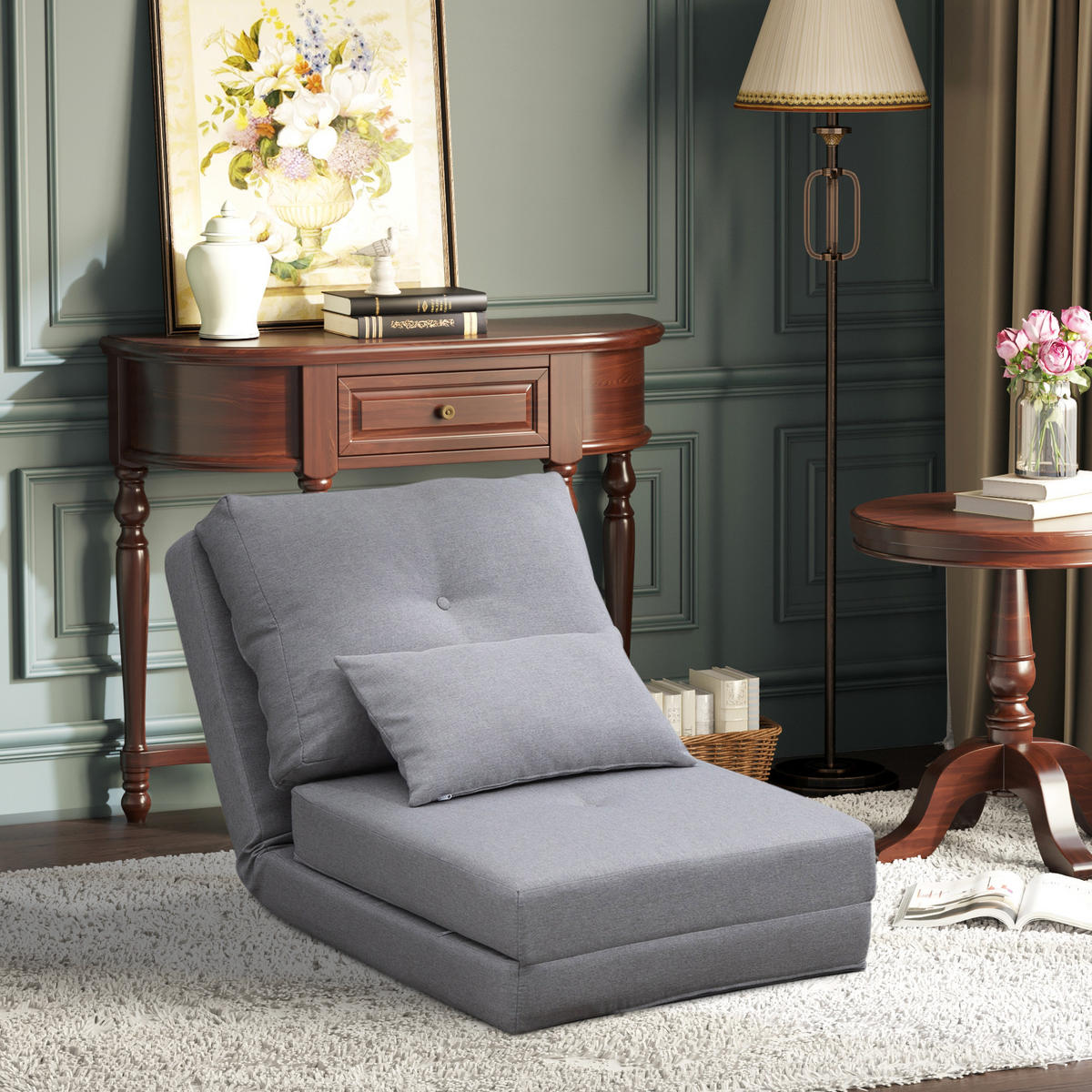 SCHLAFSESSEL DE-14555 5-fach verstellbar, 2 Kissen Hellgrau - Hellgrau, Textil (203.2/142.24/152.4cm) - ComfortXL