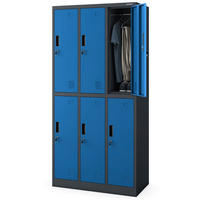 UMKLEIDESCHRANK Spind TOKIO 6 Abteile 185x90x45cm Anthrazit-Blau - Anthrazit, Metall (90/185/45cm) - DELUKE