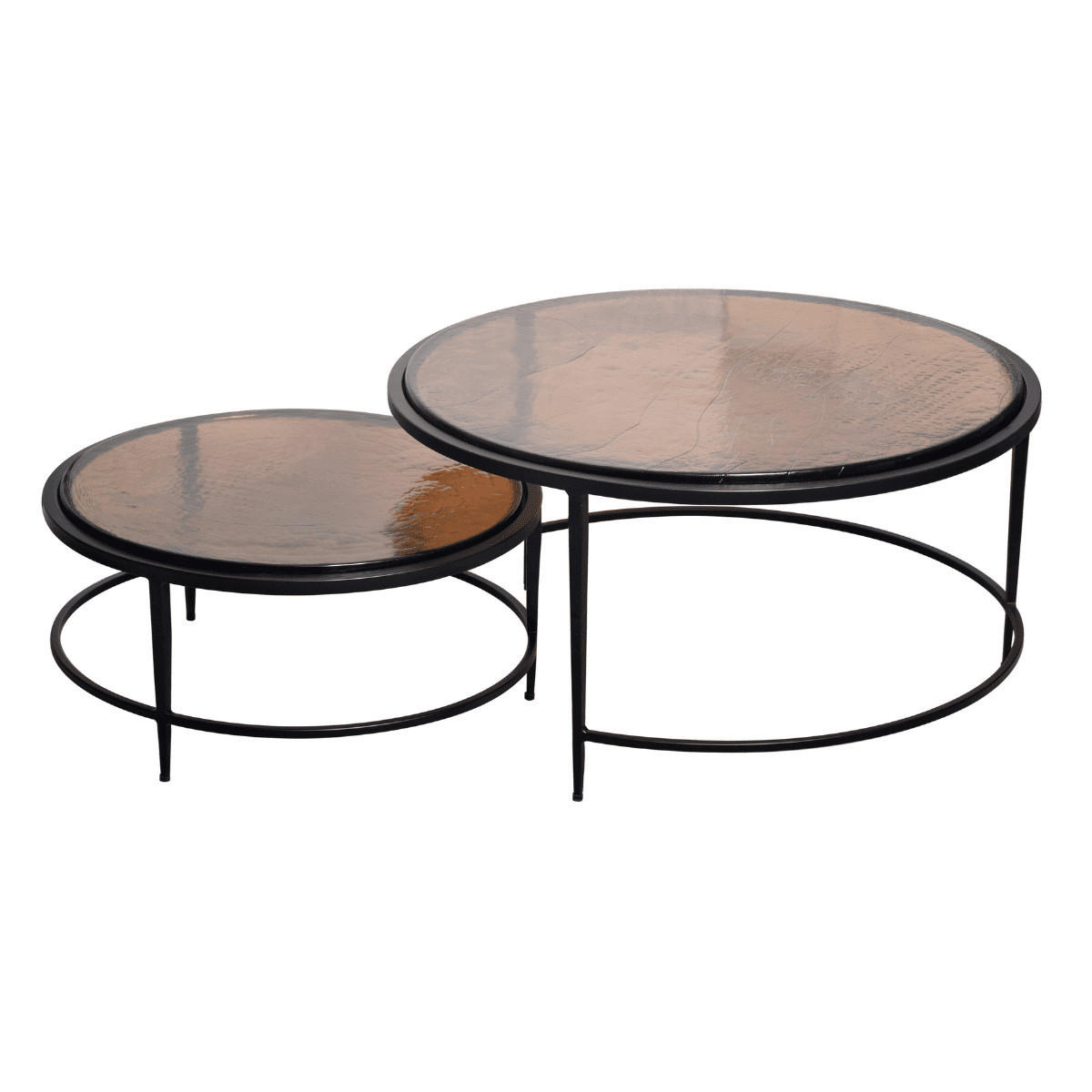SATZTISCHE aus Rauchglas und schwarzem Metall D86 cm - IGLOO - Schwarz, Metall (90/86/46cm) - Signature