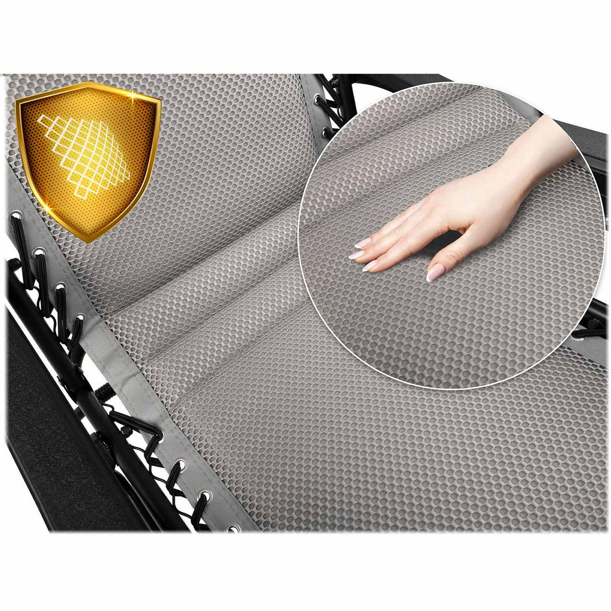 GARTEN-RELAXSESSEL Klappbarer mit Kissen, Grau - Grau, Metall (60/107/160cm)