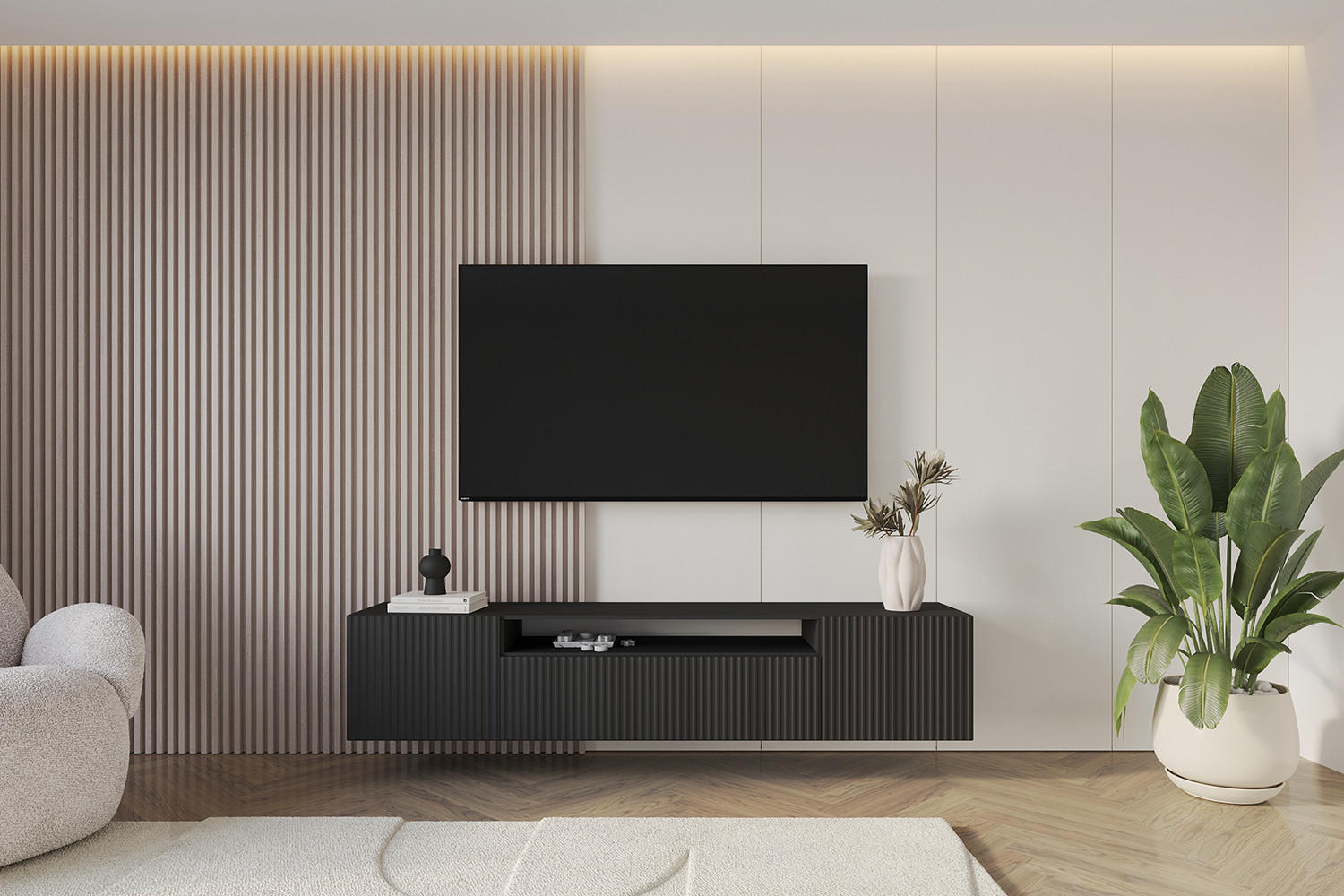 LOWBOARD NOA-2-W 200x40x41 cm - Schwarz - Schwarz/Weiß, Holzwerkstoff (200/40/41cm) - ALTDECOR