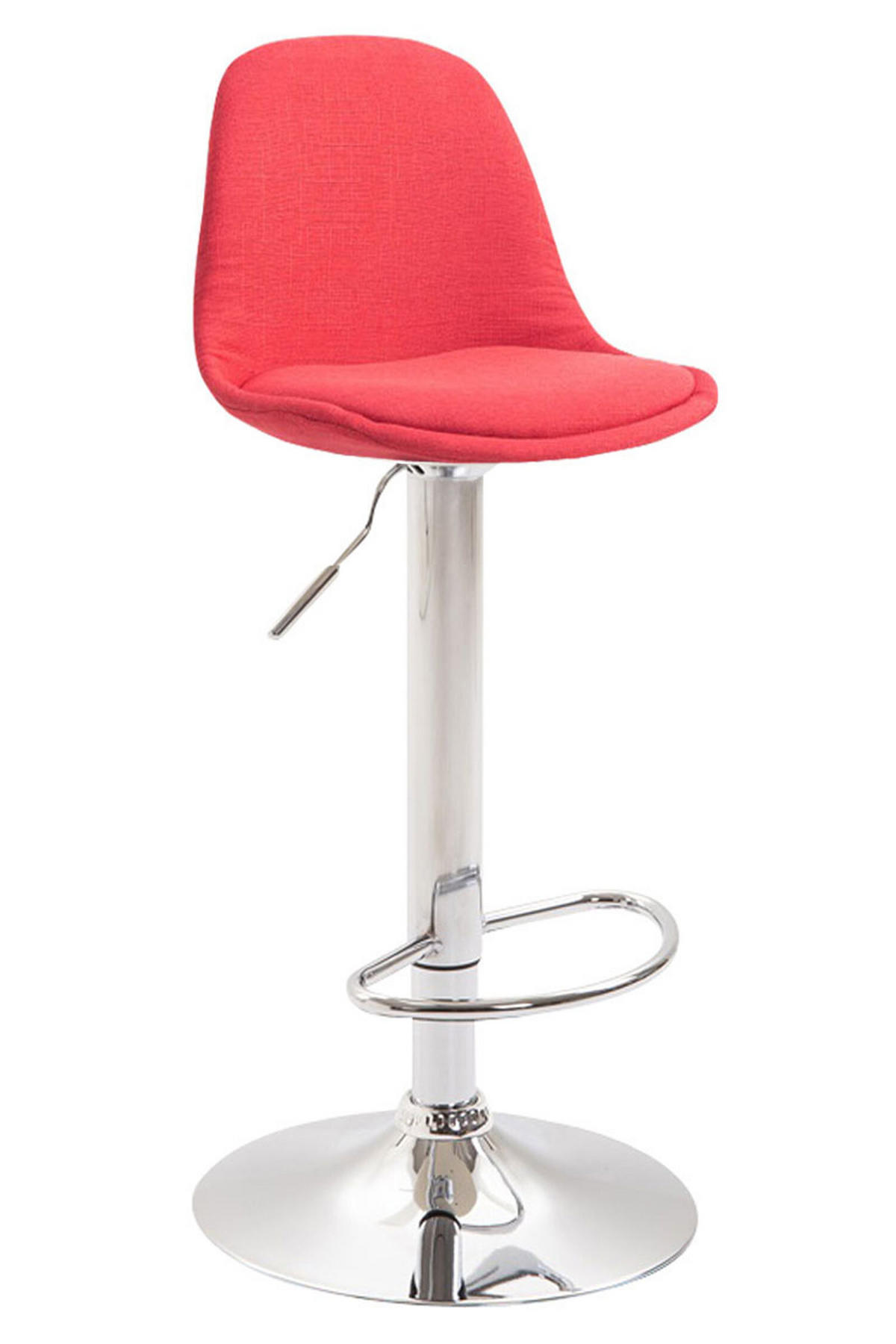 BARHOCKER Kilian, Gestell Metall in Chromoptik, Stoff Rot - Chromfarben/Rot, Textil/Metall (39/100/43cm) - TPFLiving