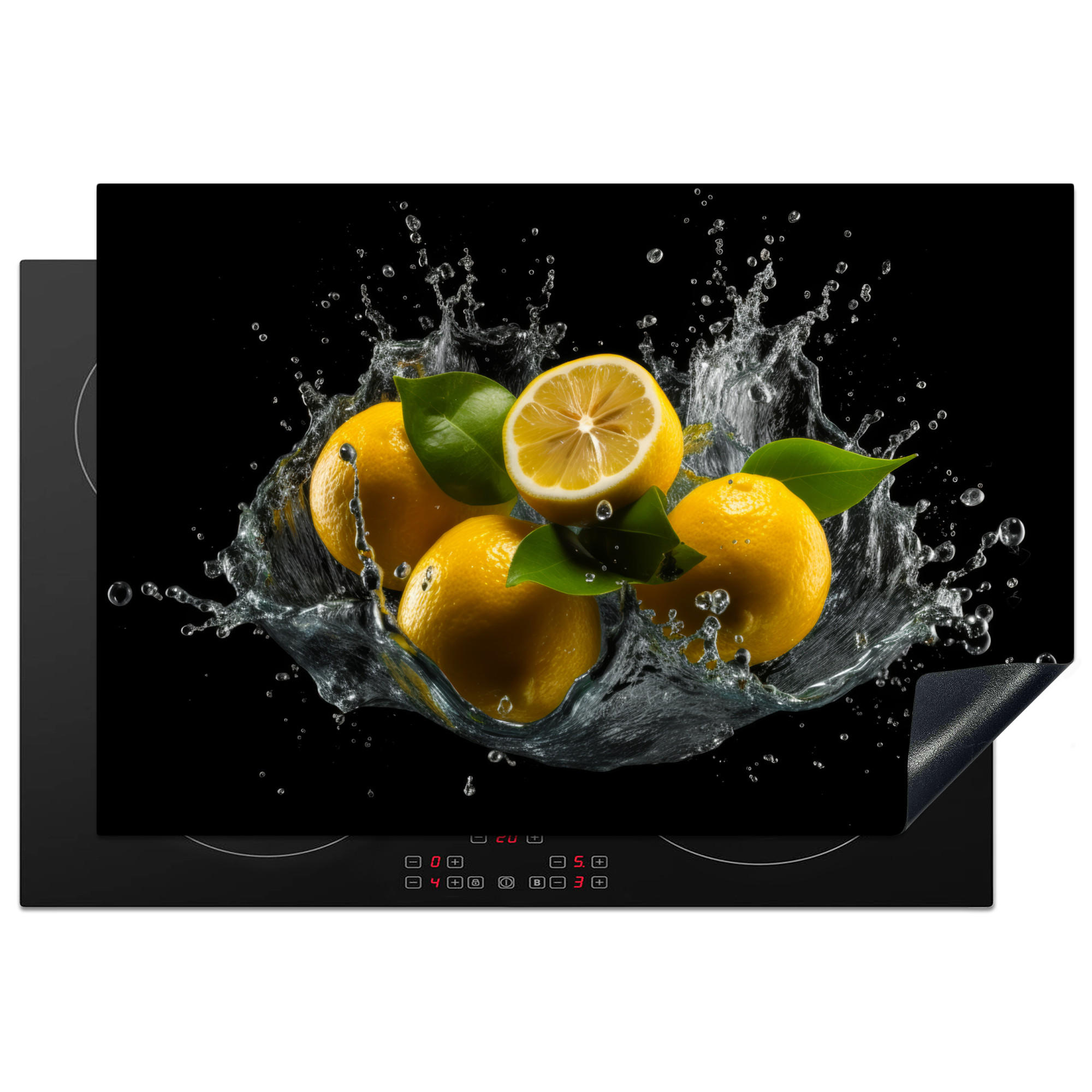 MuchoWow KRYT NA INDUKČNÍ DESKU Citron - Ovoce - Žlutá - Černá 77x51 cm