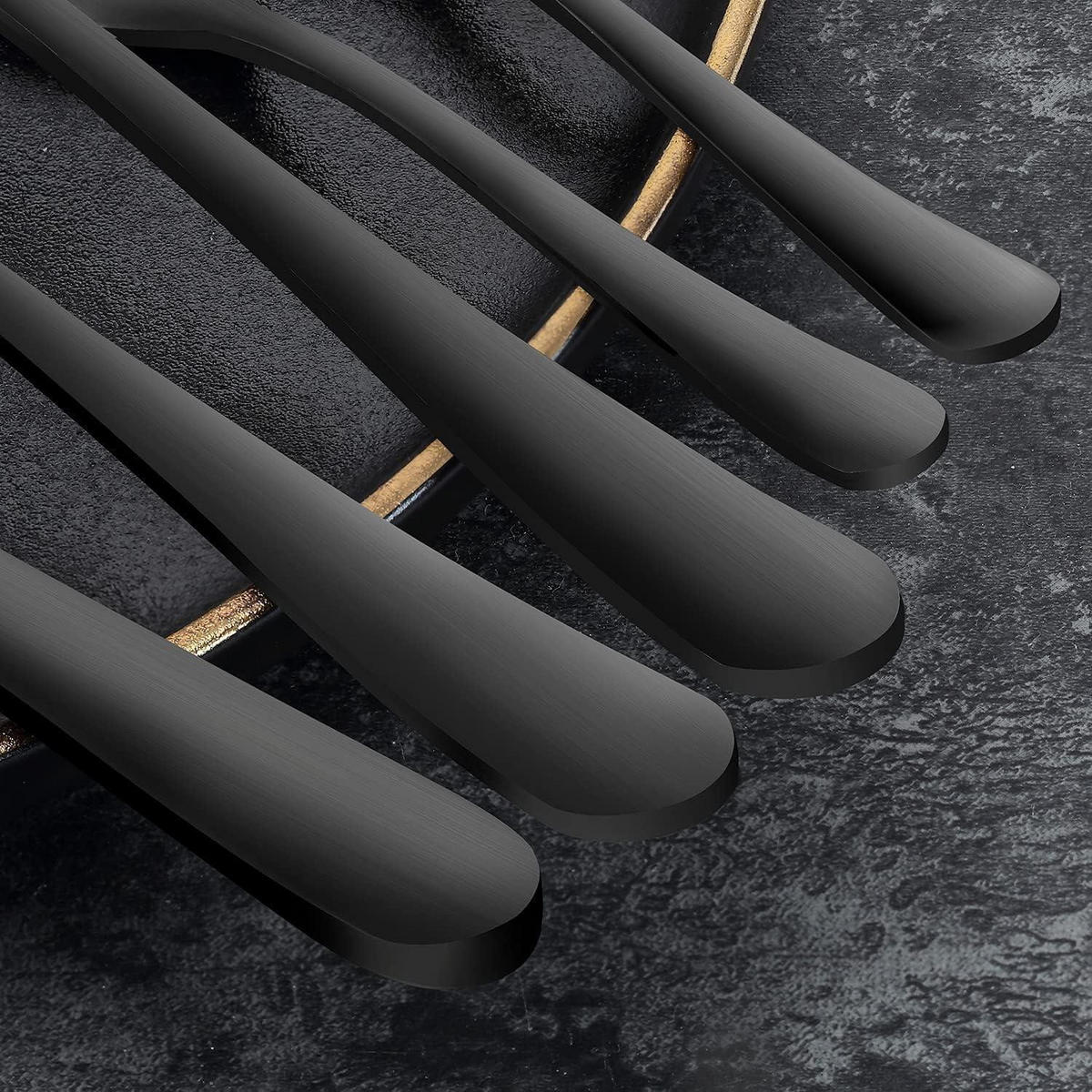 BESTECK Set 60-teilig Schwarz Mattiert - Schwarz, Metall