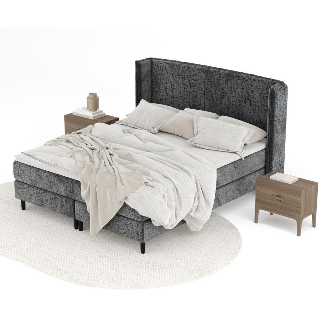 Thumbnail - Maison de Reve Kontinentalbett, Anthrazit, Textil, Buche, Kiefer, H3, Höhe ca. 20 cm, 180x200 cm, Oeko-Tex® Standard 100...