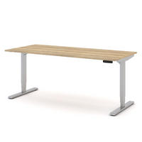 SCHREIBTISCH Elektrisch höhenverstellbarer Schreibtisch Y-Line Eiche Natura Weißaluminium 180/80/62-127cm - Weiß Hochglanz/Silberfarben, Holzwerkstoff/Metall (80/180/127cm) - ASSMANN