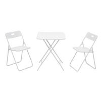 BISTRO-SET Tisch 60/60/73 cm, Stühle 43/45/76 cm, klappbar aus Stahl für 2 Personen, Weiß - Weiß, Metall - Redom