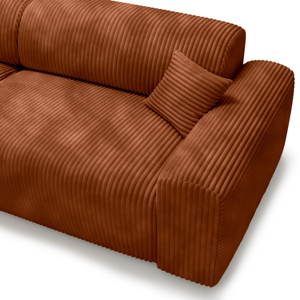ECKSOFA mit Longchair - Cord - Schwarz/Braun, Kunststoff/Textil (284/178cm) - home24