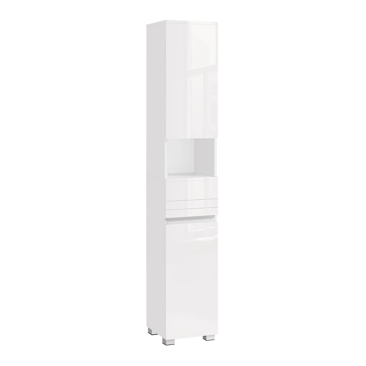 BADEZIMMERSÄULE 2 Türen, 1 Schublade und 1 Nische - 30/30/170 cm - Weiß, Holzwerkstoff (30/170/19cm) - Calicosy