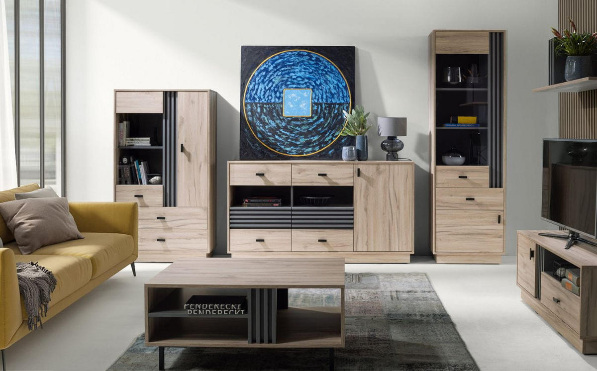 COUCHTISCH – 90 x 70 x 40 cm – ALLMO System – Sonoma Eiche - Sonoma Eiche, Holzwerkstoff (70/90/40cm) - hi-markt