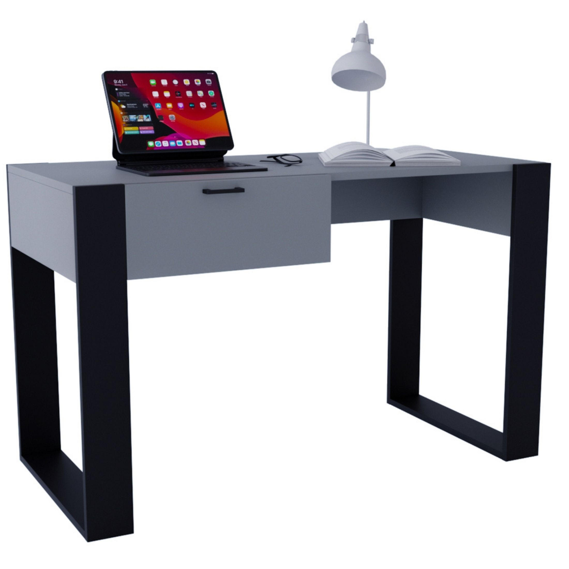 SCHREIBTISCH Dunkelgrau 120/73/53,6 cm - Dunkelgrau/Schwarz, Holzwerkstoff (53.6/120/73cm) - CraftPAK