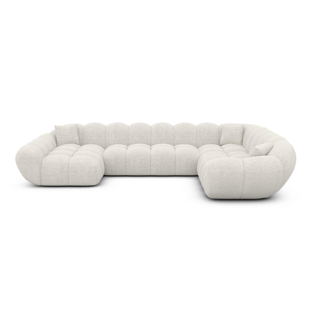 WOHNLANDSCHAFT Liva Weiß Bouclé U-Form XXL Links - Weiß, Textil (323/70/258cm) - VAROYAL