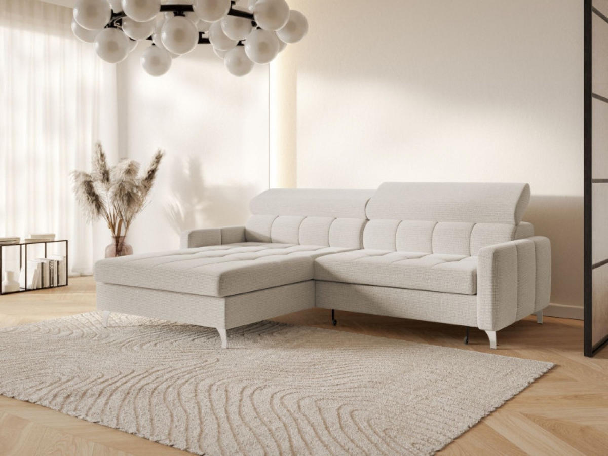 ECKSOFA Hellgrau BAMBINO Mit Verstellbaren Kopfstützen Links - Hellgrau/Grau, Textil (223/174cm) - Sepro Meble