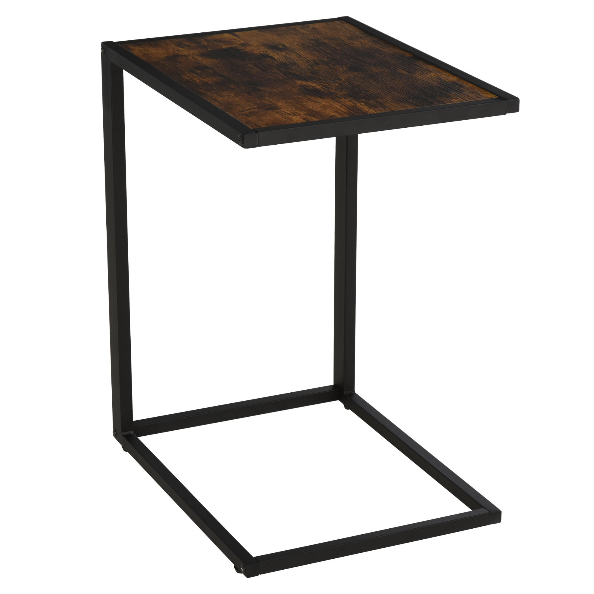BEISTELLTISCH, Metall, MDF Braun+Schwarz - Braun, Metall (56/36/68cm) - HOMCOM