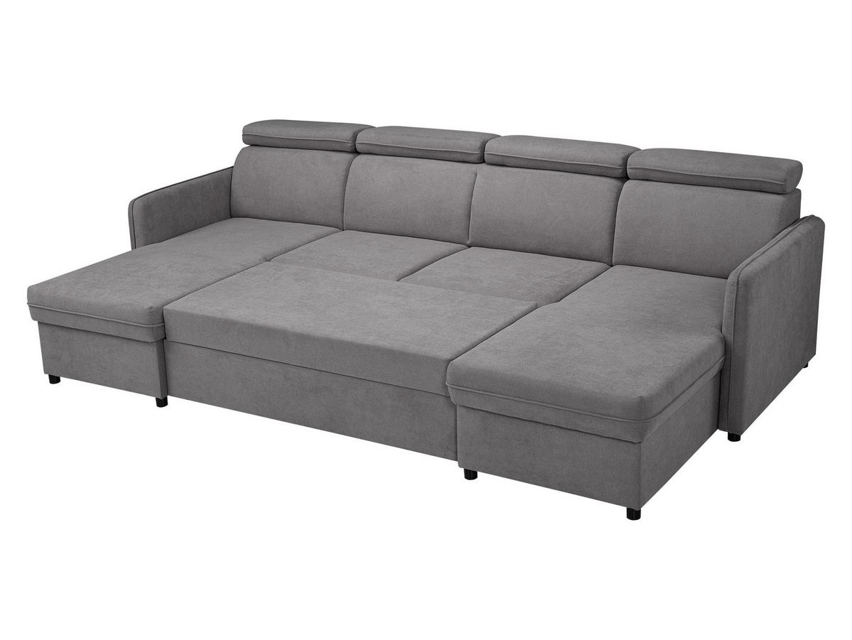 WOHNLANDSCHAFT Barcelo U - Beige/Schwarz, Holz/Textil (284/84/166cm) - MIRJAN24