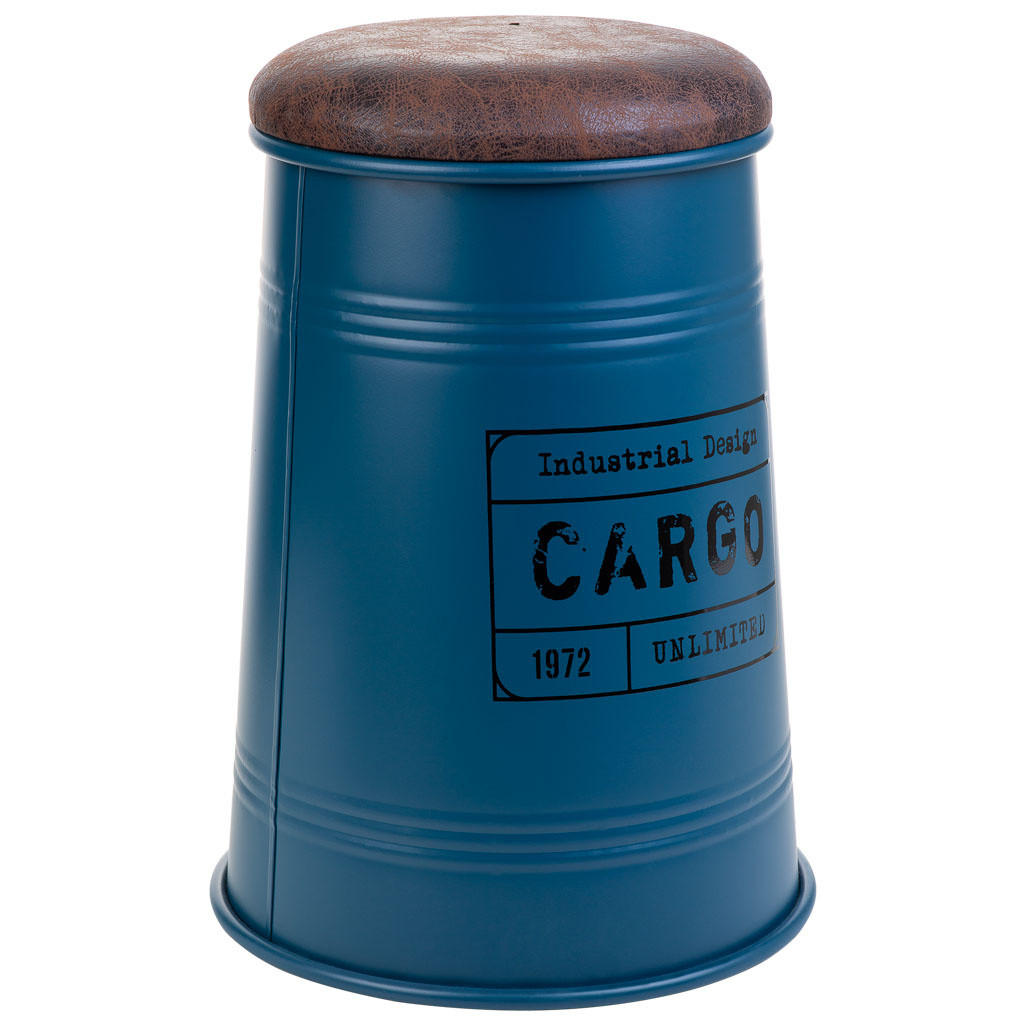 HOCKER aus Metall, blau, 33x47cm - Blau, Metall (34/28/47cm) - Wanderlust