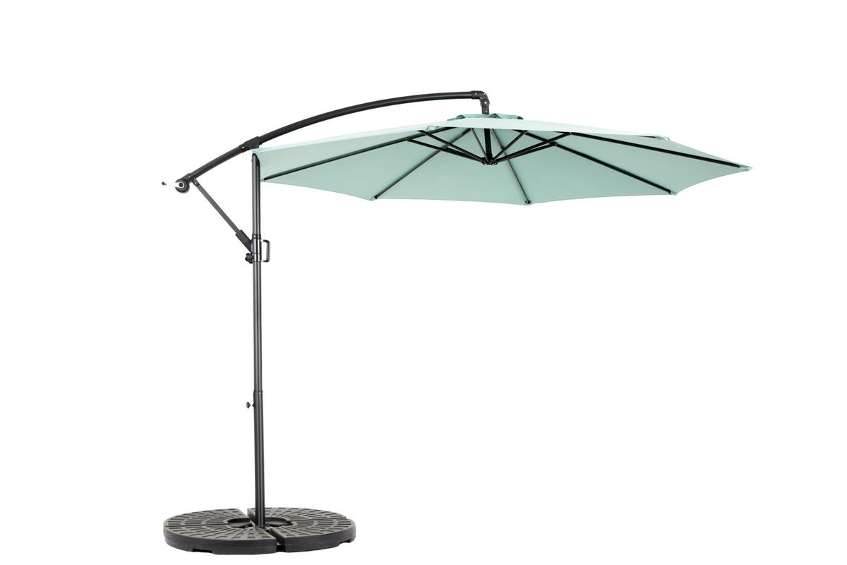AMPELSCHIRM aus Stahl 294x294x250 cm in Hellgrün mit Kurbel & Neigefunktion - Hellgrün, Metall (294/294cm) - Modfu