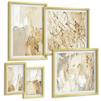 BILDER SET 5er Set - 50x50 cm & 20x30 cm & 40x60 cm Goldrahmen - Retro-Blumenmuster aus verschiedenen Städten - Goldfarben, Kunststoff (40/60cm) - TULUP