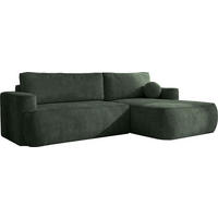ECKSOFA Marion mit Schlaffunktion & Bettkasten in Chenille Dunkelgrün, Rechts 267/154/83 cm - Dunkelgrün/Schwarz, Kunststoff/Textil (267/154cm) - WFL GROUP