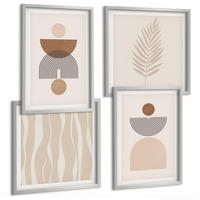 BILDER SET 4er Set - 50x50 cm & 40x60 cm Silberner Rahmen - Abstrakte Formen braun beige - Silberfarben, Kunststoff (50/50cm) - TULUP