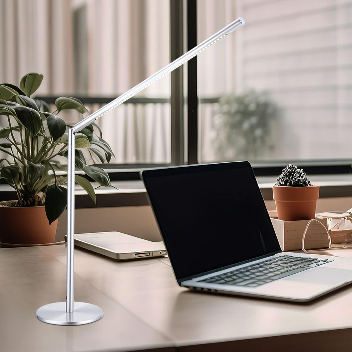 LED TISCHLEUCHTE Metall Silber - Silberfarben, Metall (50/14/80cm) - Globo Lighting