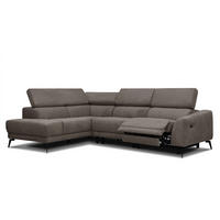 ECKSOFA LARS 5-Sitzer, 1 Relax, verstellbare Kopfstützen, taupe - Taupe/Schwarz, Holzwerkstoff/Textil (284/201cm) - Courtois Laville
