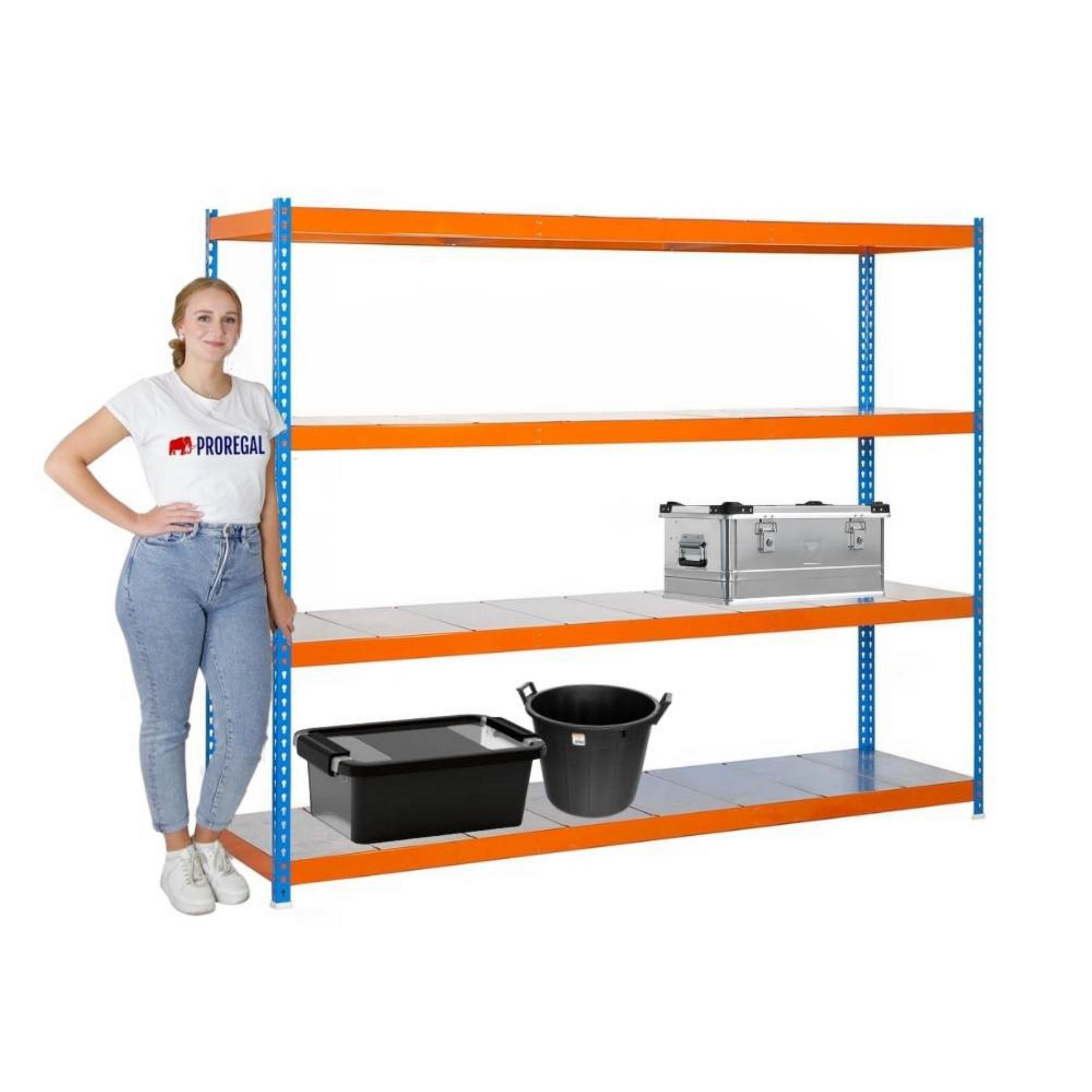 SCHWERLASTREGAL METAL BEAST FOUR | HxBxT 200x240x45cm | Fachlast 400kg | Blau-Orange - Gelb, Metall (240/200/45cm) - PROREGAL