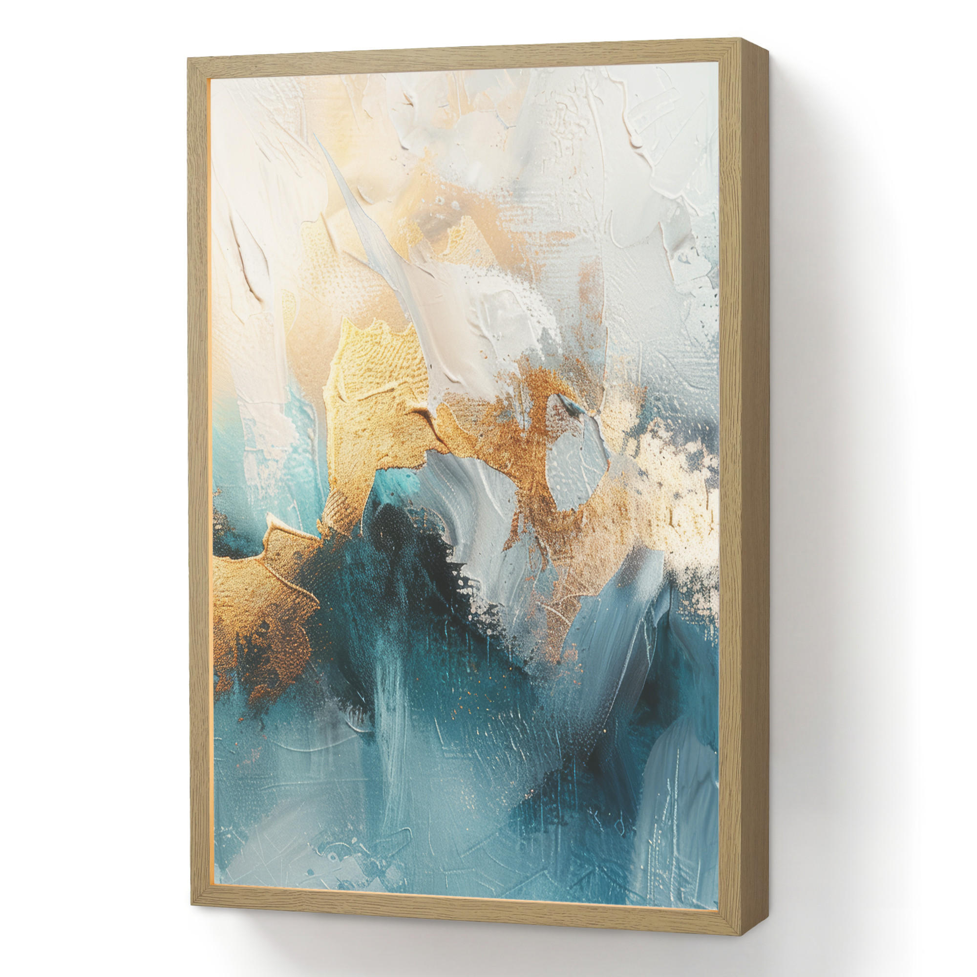 OnlyWow NÁSTĚNNÁ LAMPA S AKUMULÁTOREM Abstraktní - umění - zlatá - modrá 40x60 cm