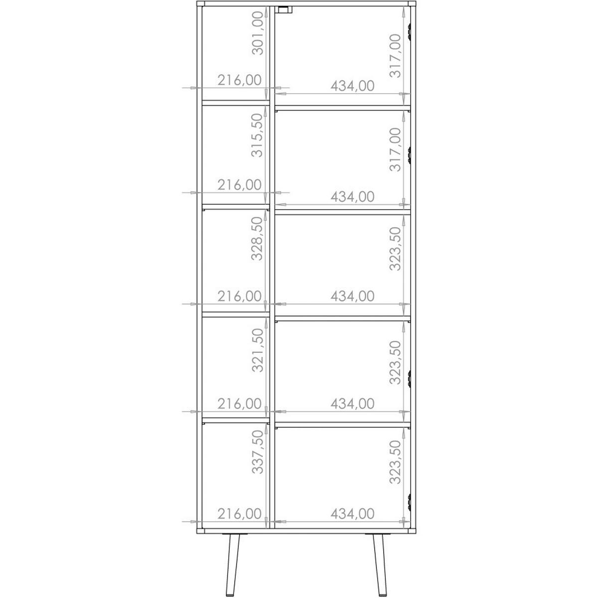 BÜCHERREGAL Parini mit 1 Tür und 8 Einlegeboden, Graphitschwarz/Captains Deck - Eichefarben, Holzwerkstoff/Metall (70/190/41cm) - Beautysofa