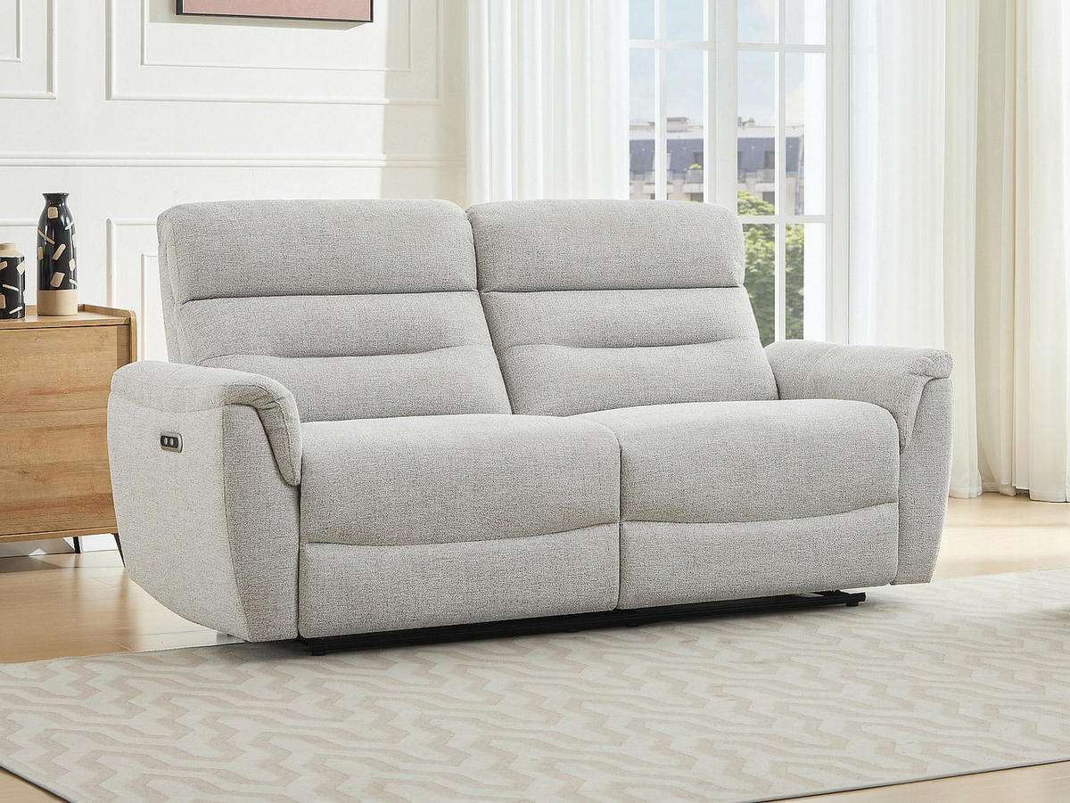 RELAXSOFA - 3 Personen - Stoff - Hellgrau - - Hellgrau, Textil (193/101/91cm) - Vente-Unique