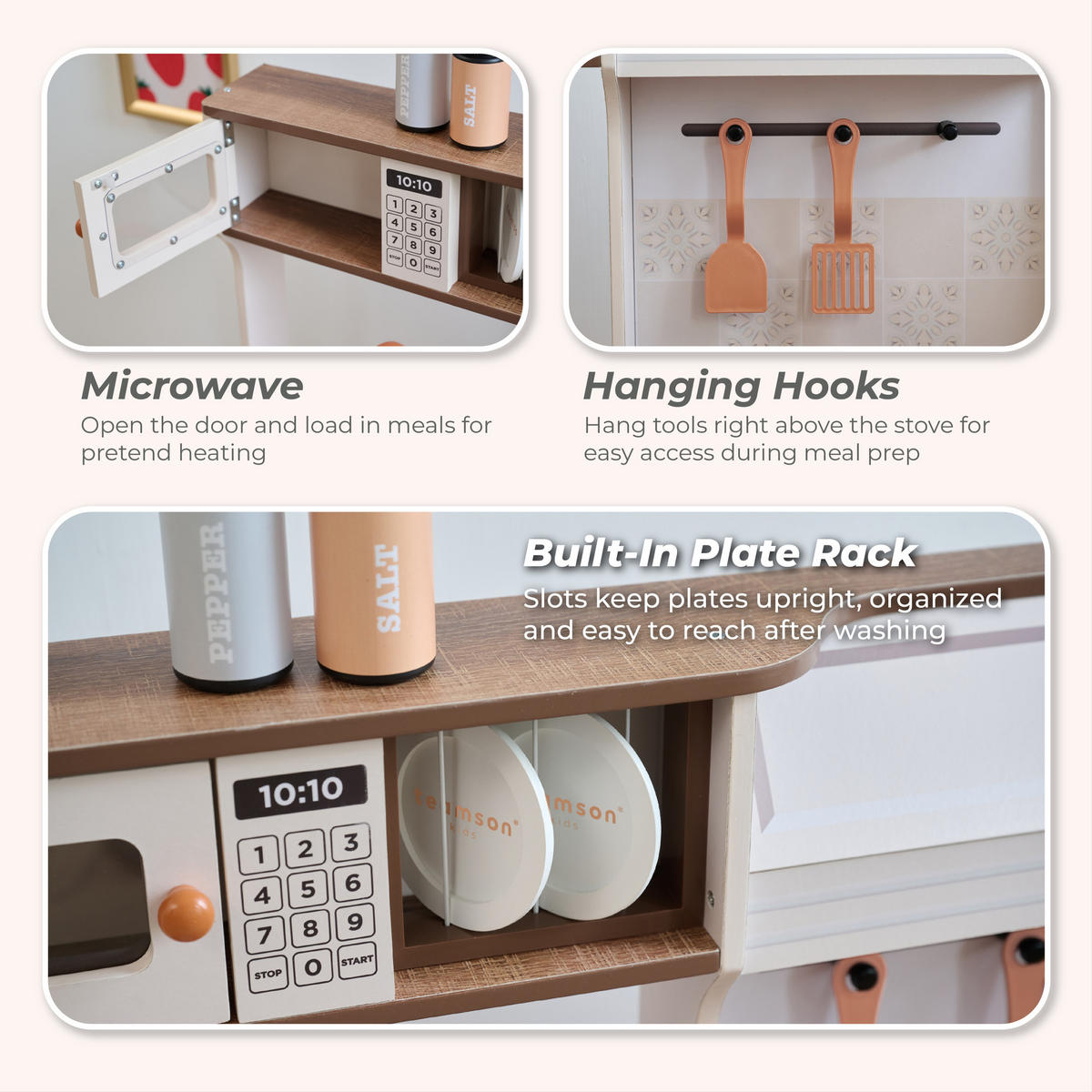 KINDERKUCHE Modulare Holze mit Kühlschrank, 92cm, Weiß - Weiß, Holzwerkstoff (104/30/92cm) - Teamson Kids