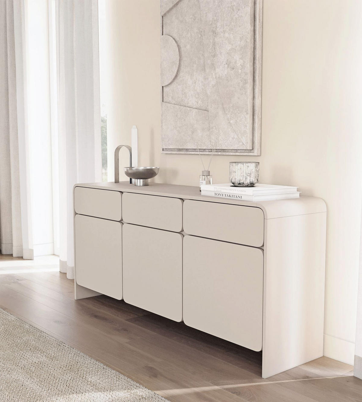 KOMODA Lummo kašmírovo sivá 156 cm - taupe, kompozitné drevo (156/72.5/39cm) - Selsey
