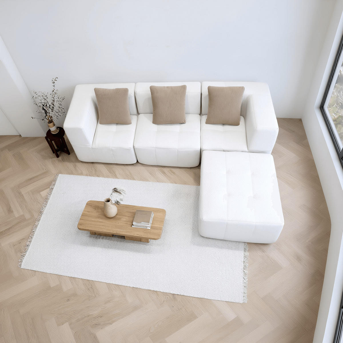 ECKSOFA Eden Komplett Weiß 3-Sitzer - Weiß, Textil (272/71/92cm) - COCO Living