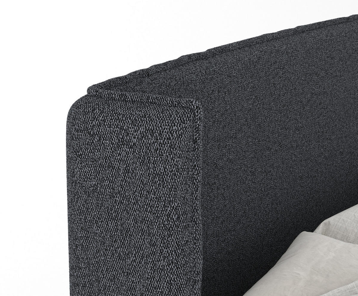 KONTINENTALBETT Ardis Schwarz 200/200 cm mit Matratze und Topper - Schwarz, Holz/Holzwerkstoff (200/200cm) - Maison de Reve