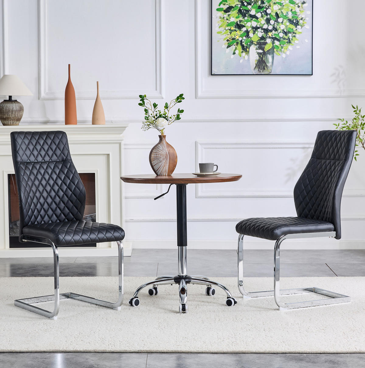 ESSZIMMERSTUHL 2er-Set mit hoher Rückenlehne 100 cm PU-Lederoptik Schwarz - Schwarz, Metall (63/100/43cm) - Meubliv