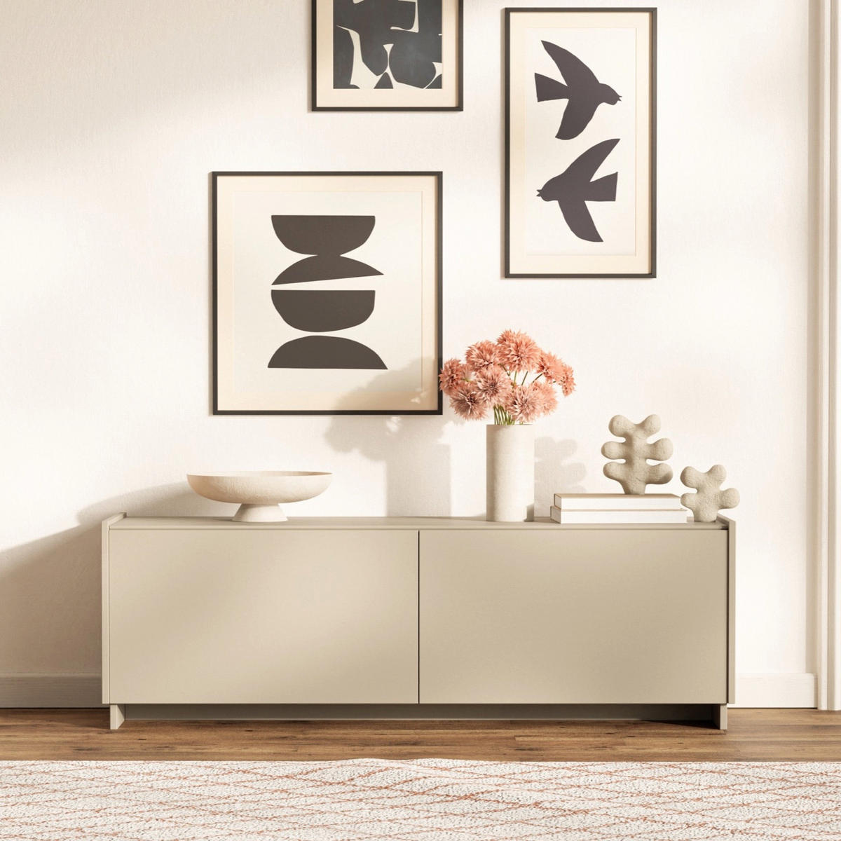 TV-LOWBOARD Magro 2-türig hängend oder stehend, Kaschmirgrau, 140 cm - Taupe, Holzwerkstoff (140/46.2/39cm) - Selsey