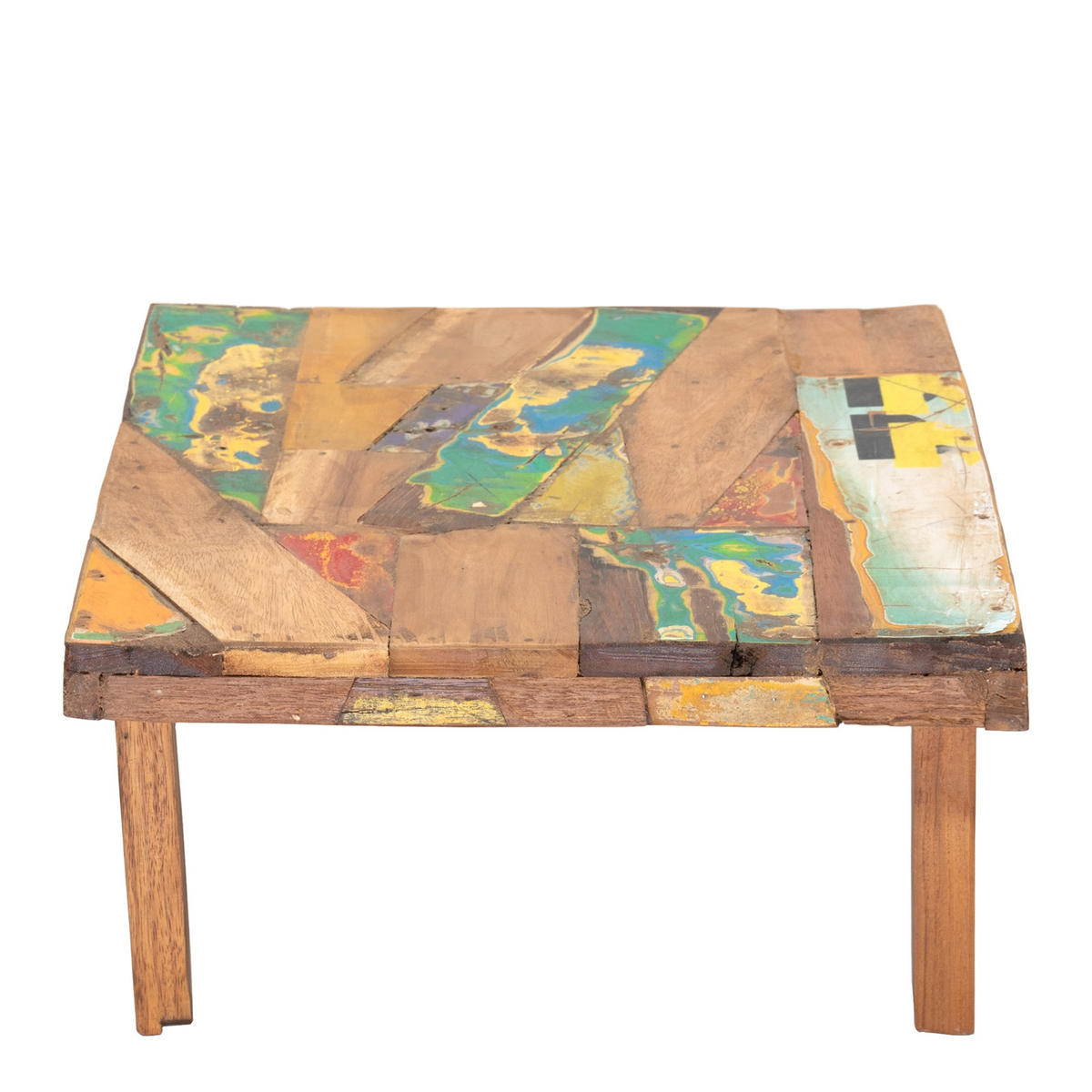 BEISTELLTISCH Mix Recyclingholz massiv natur-bunt - Naturfarben, Holz (45/61/23cm) - CREEDWOOD