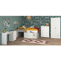 KINDERZIMMER weiß, grau, Komplett-Set 4-teilig mit viel Stauraum - Silberfarben/Weiß, Holzwerkstoff/Kunststoff (135/185/203cm) - Parisot Meuble