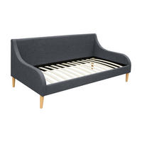 TAGESBETT - Dunkelgrau/Braun, Kunststoff/Textil (90/200cm) - [en.casa]