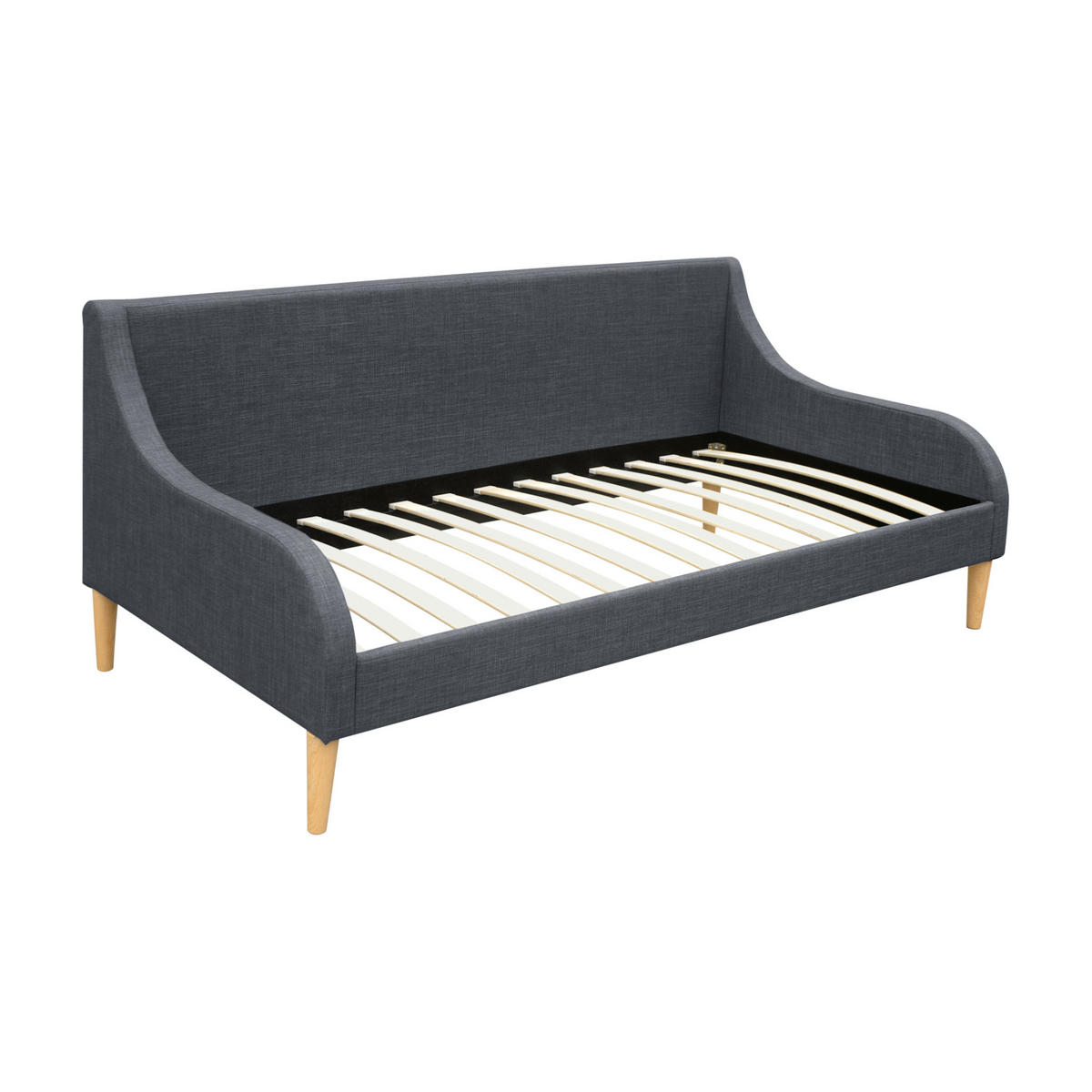TAGESBETT - Dunkelgrau/Braun, Kunststoff/Textil (90/200cm) - [en.casa]