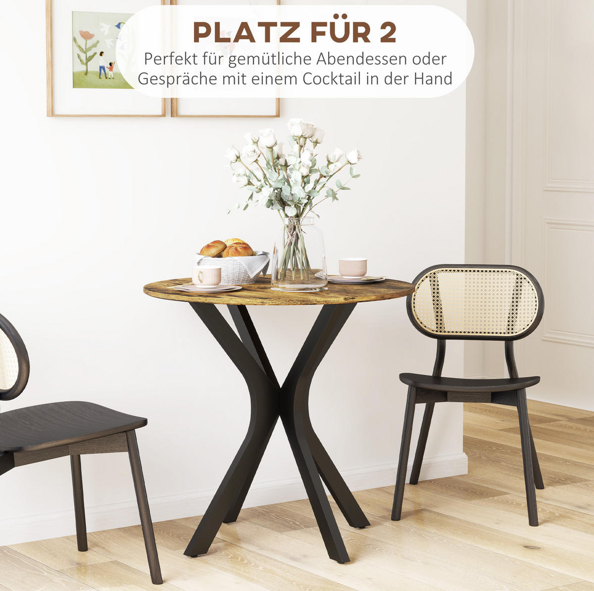 ESSTISCH 78/75 cm Braun aus Holzwerkstoff mit Stahlgestell - Braun, Holz (78/78/75cm) - OKMYHOME