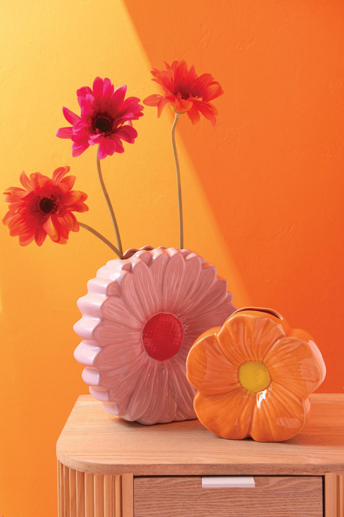 VASE BLUME Rosa - Pink, Keramik (26.5cm) - J-Line