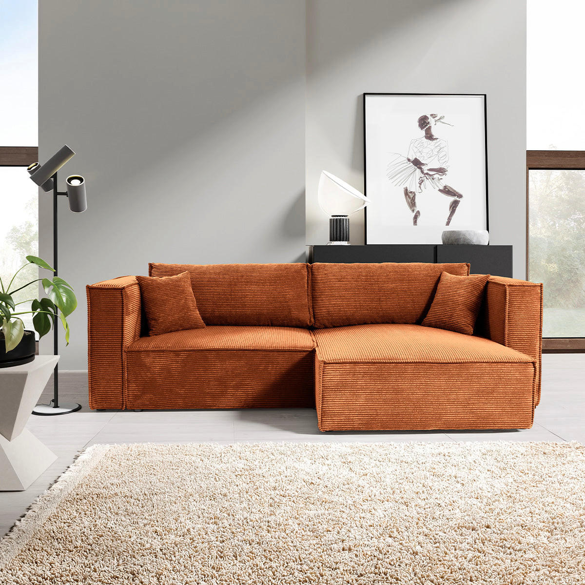 SOFA Jimmy 3 Sitzplätze Terracotta - Orange, Holz (245/77/148cm) - Petits-meubles