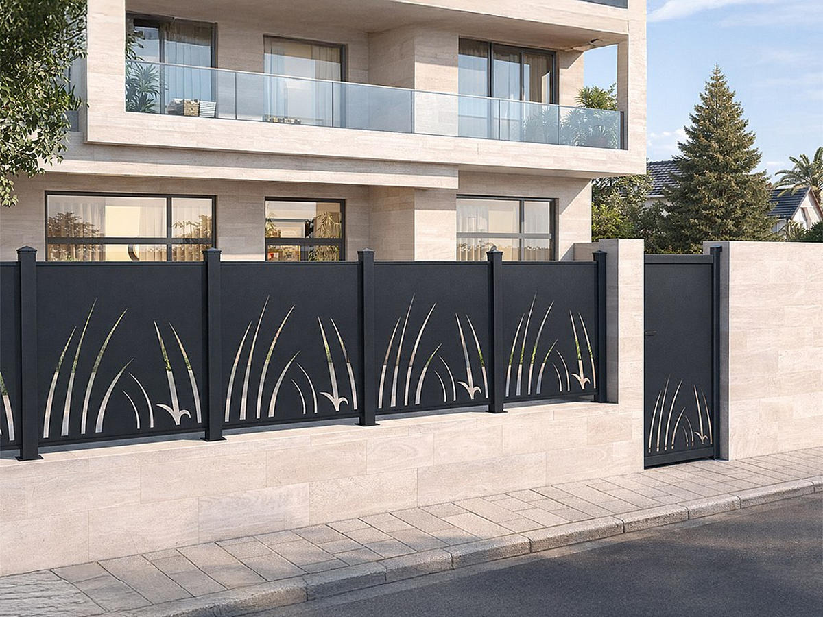 ZAUN - 102.5cm x 7.6cm - Aluminium - anthrazitgrau - BRAMENO - Anthrazit, Metall (102.5/100cm) - Vente-Unique