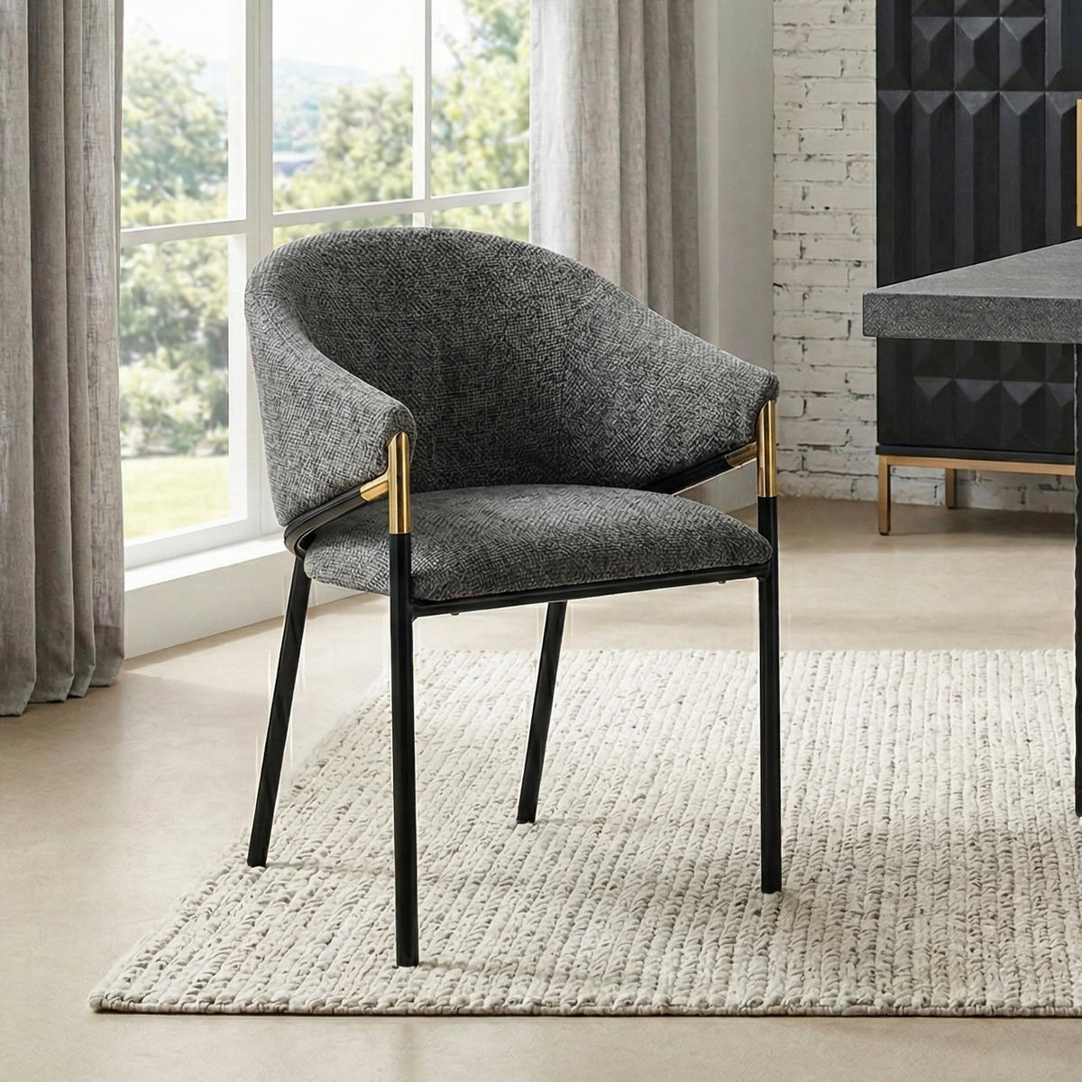 ESSZIMMERSTÜHLE 4er Grau Chenille Gold Edelstahl modern - Grau, Textil (56.5/78.5/56.5cm) - FLIEKS