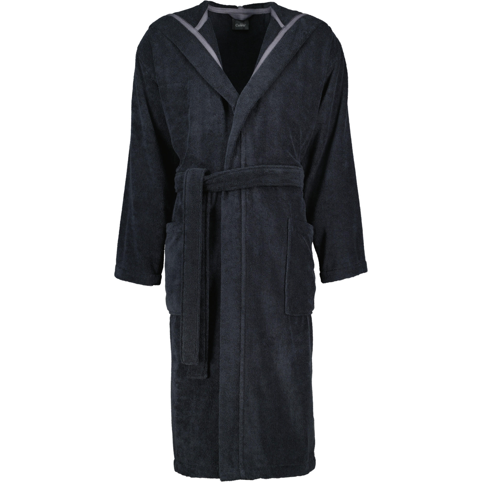 BADEMANTEL HERREN KAPUZE UNI 829 LAVA - 97 - Schwarz, Textil (Mnull) - Cawoe