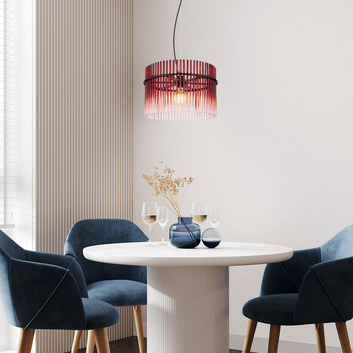 HÄNGELEUCHTE Metall Rot - Rot, Glas (40/40/150cm) - Globo Lighting